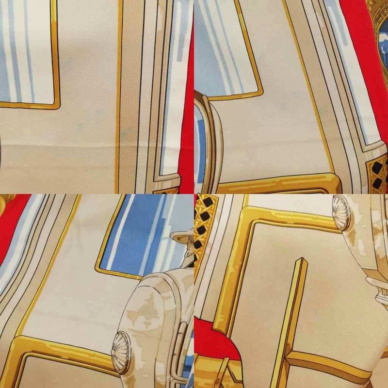 Hermes Feux de Route Carriage Lantern Carre 90 Large Scarf Navy Red Beige