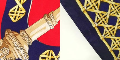 Hermes Feux de Route Carriage Lantern Carre 90 Large Scarf Navy Red Beige