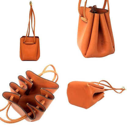 Hermes Vespa Pouch Case Multi Drawstring Charm Orange