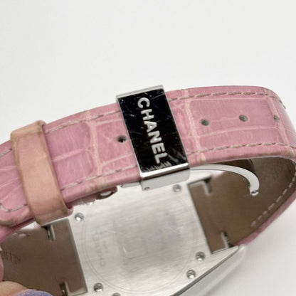 Chanel Watch Quartz Pink Saffiano Ceramic White Silver Luxury