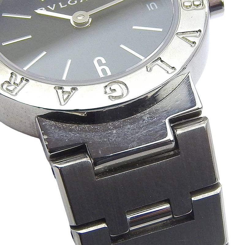 Bvlgari Stainless Steel Quartz Analog Display Black Dial Watch