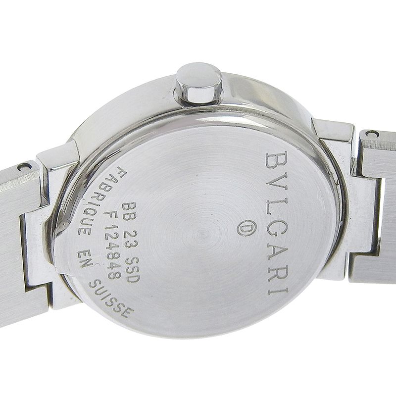 Bvlgari Stainless Steel Quartz Analog Display Black Dial Watch