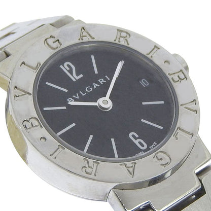 Bvlgari Stainless Steel Quartz Analog Display Black Dial Watch