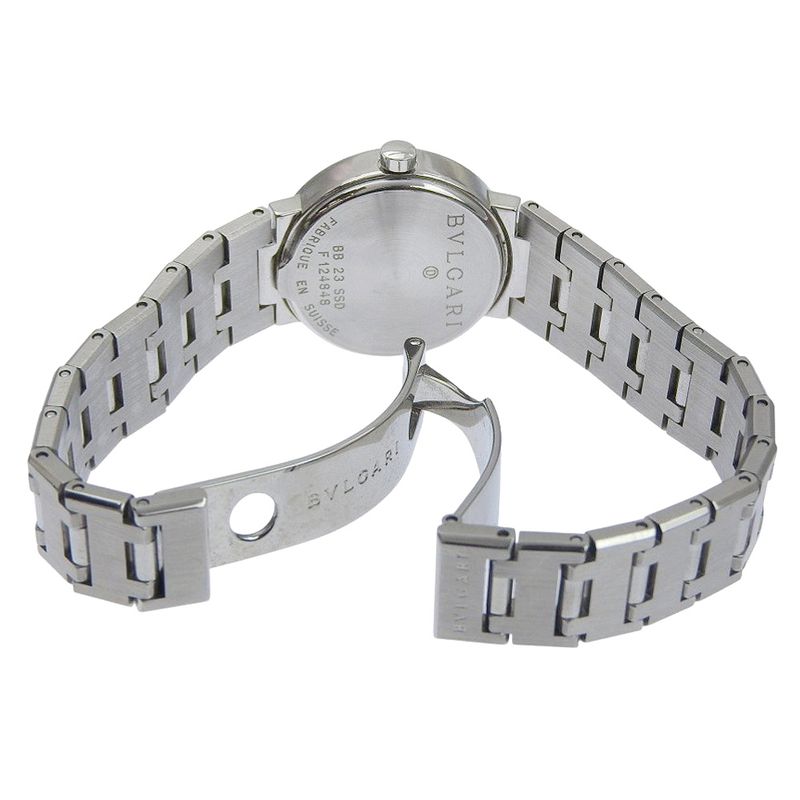 Bvlgari Stainless Steel Quartz Analog Display Black Dial Watch