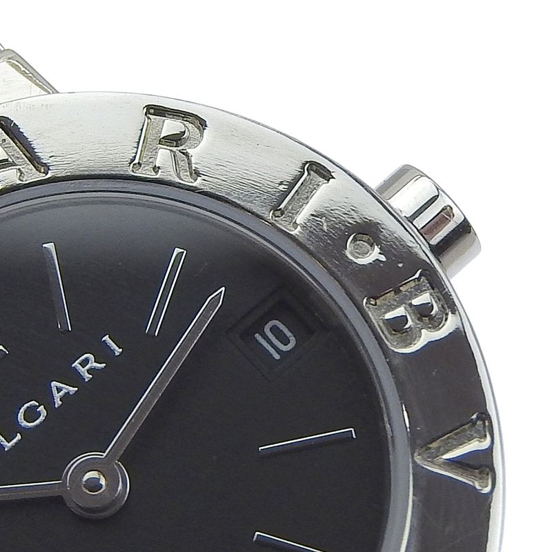 Bvlgari Stainless Steel Quartz Analog Display Black Dial Watch