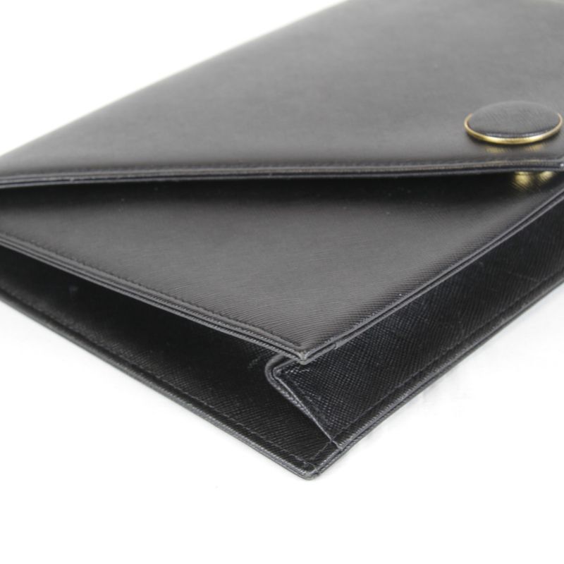 Saint Laurent Vintage Black Clutch Leather Saffiano Second