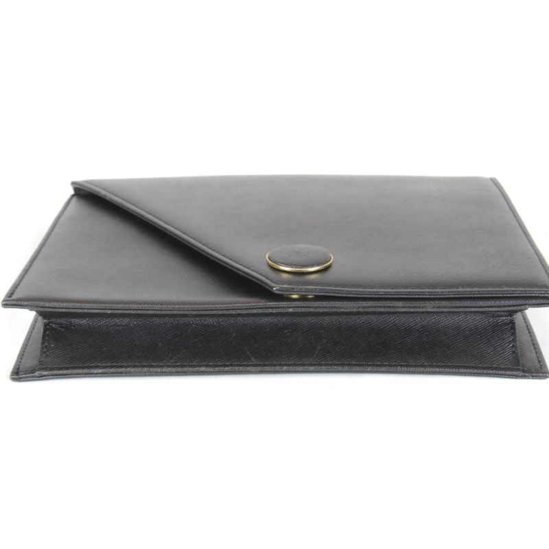Saint Laurent Vintage Black Clutch Leather Saffiano Second