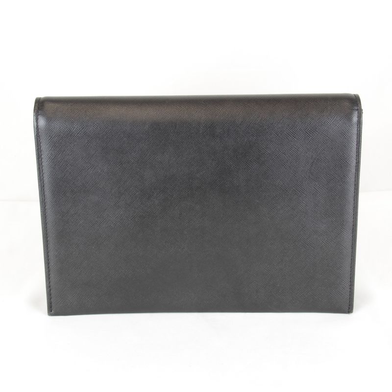 Saint Laurent Vintage Black Clutch Leather Saffiano Second