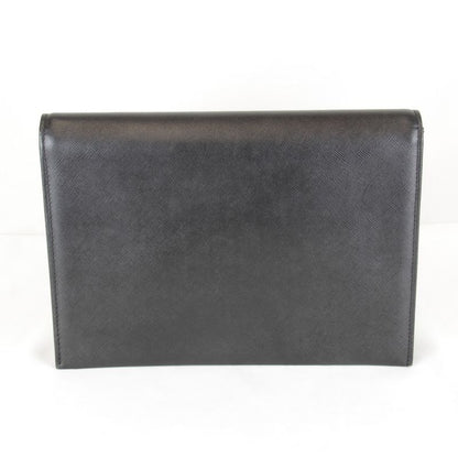 Saint Laurent Vintage Black Clutch Leather Saffiano Second