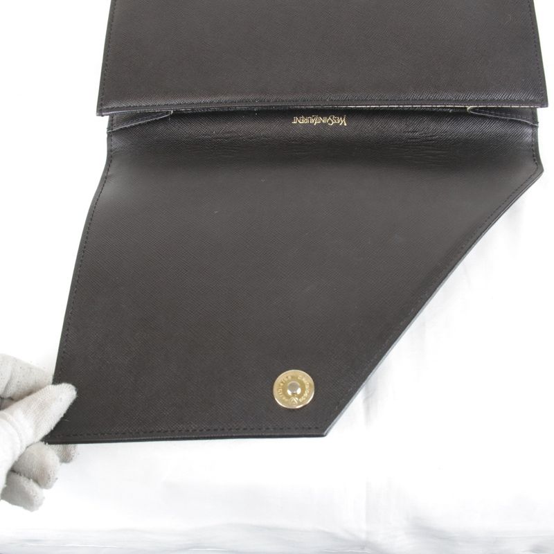 Saint Laurent Vintage Black Clutch Leather Saffiano Second