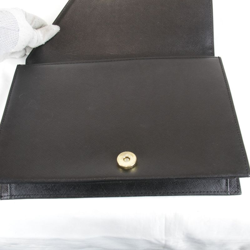 Saint Laurent Vintage Black Clutch Leather Saffiano Second