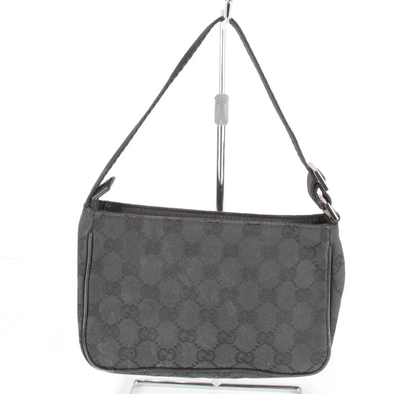 Gucci Pouch Mini Handbag GG Canvas Black High Simple
