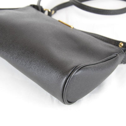 Fendi Pouch Mini Shoulder Bag Leather Black High Saffiano Simple