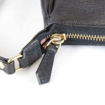Fendi Pouch Mini Shoulder Bag Leather Black High Saffiano Simple