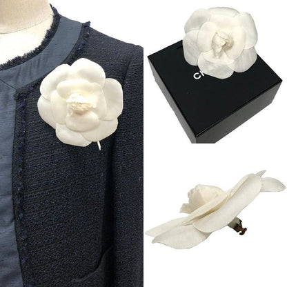 Chanel Camellia Corsage Brooch Flower White
