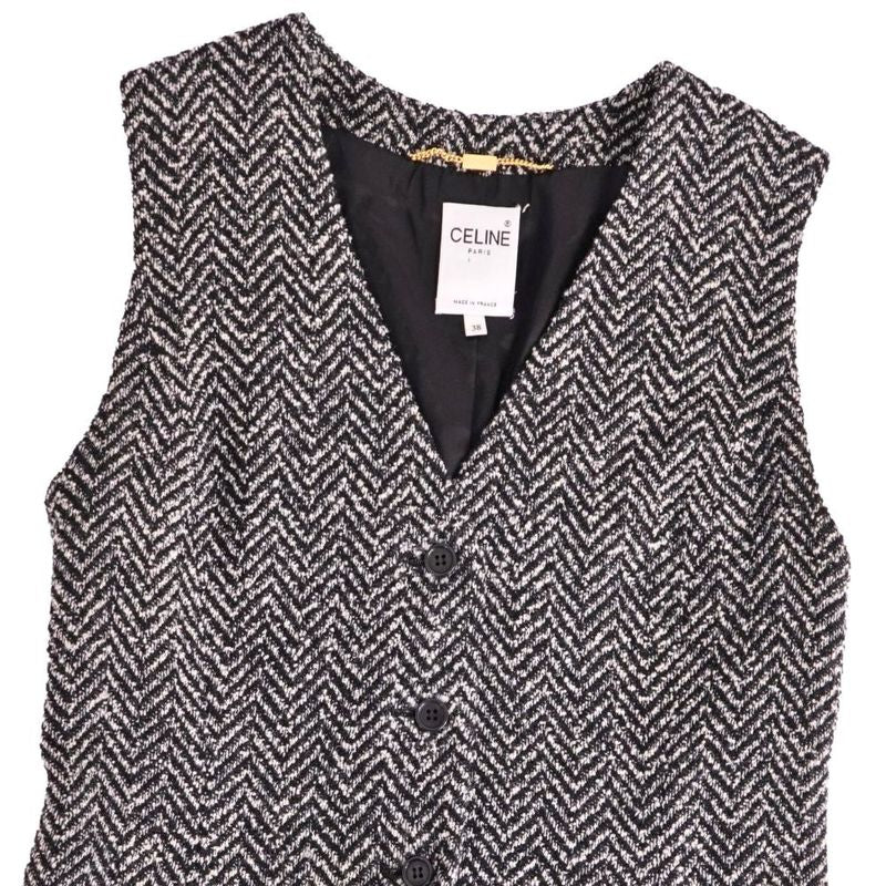 Celine Vintage Vest Gilet Wool Tweed