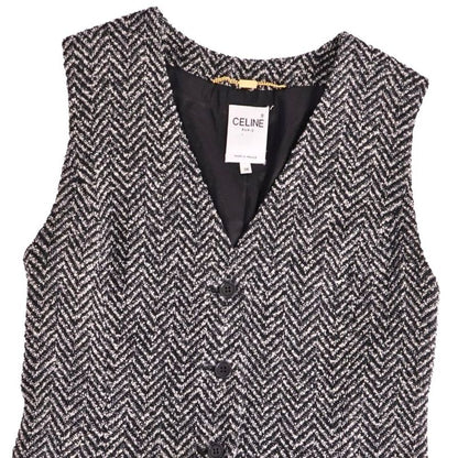 Celine Vintage Vest Gilet Wool Tweed