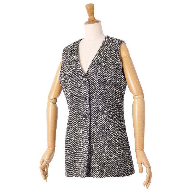 Celine Vintage Vest Gilet Wool Tweed