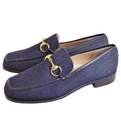 Gucci Vintage Loafers Moccasins Denim Horsebit