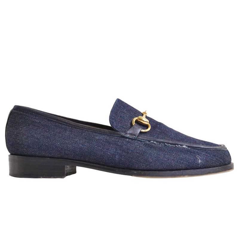 Gucci Vintage Loafers Moccasins Denim Horsebit