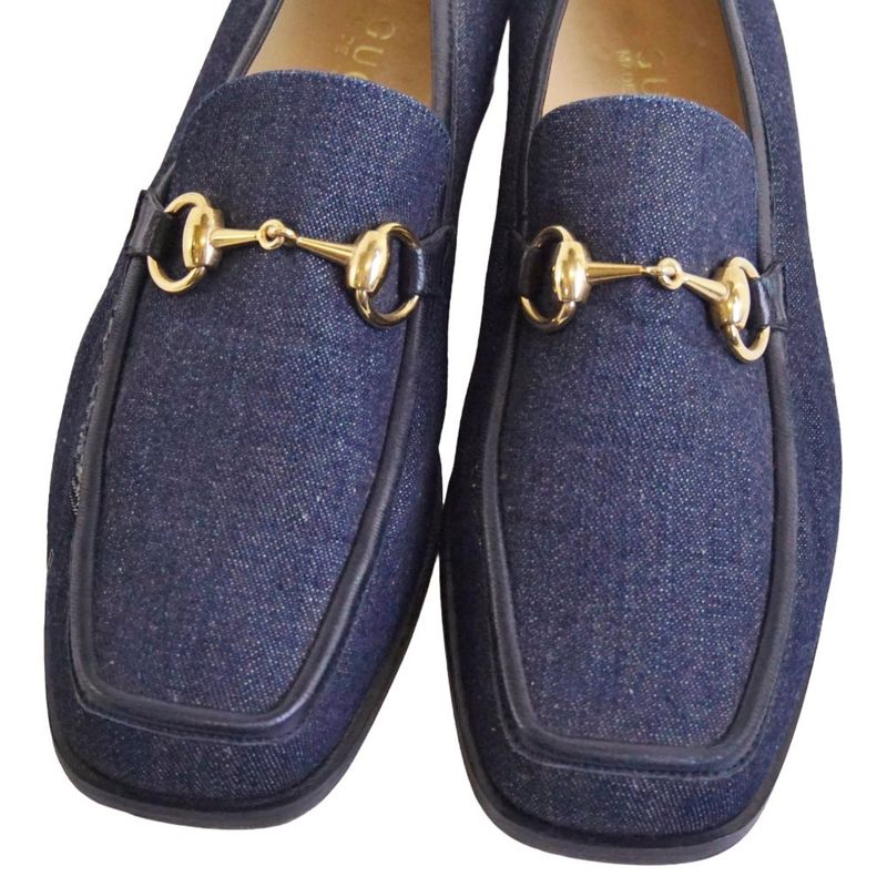 Gucci Vintage Loafers Moccasins Denim Horsebit