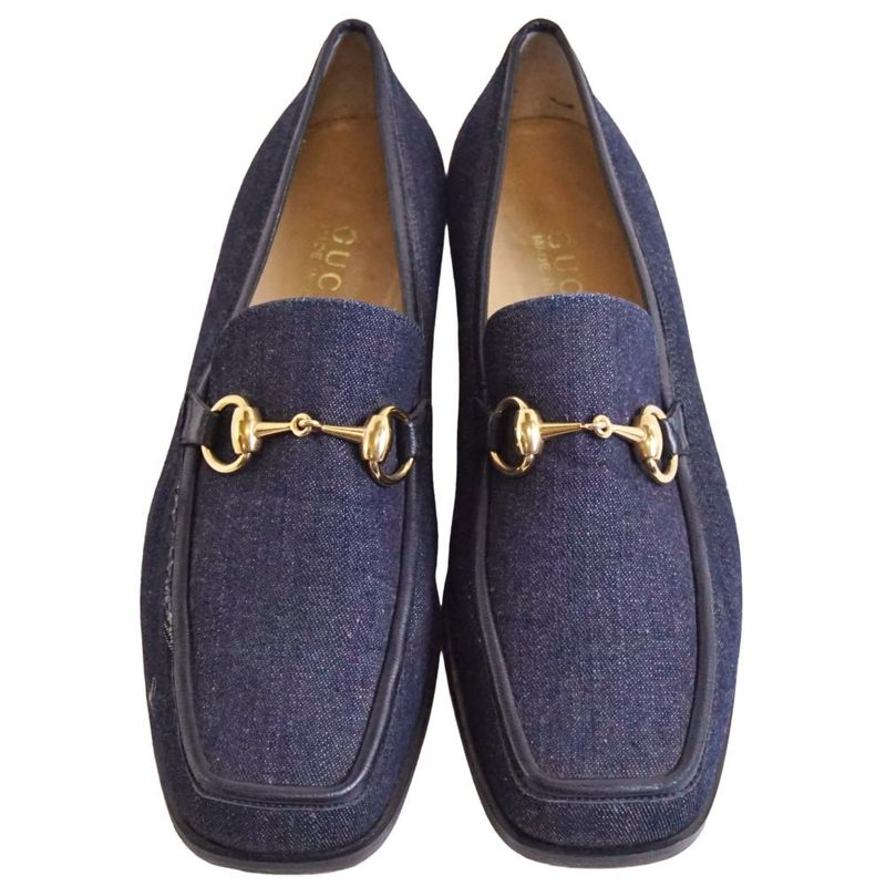 Gucci Vintage Loafers Moccasins Denim Horsebit