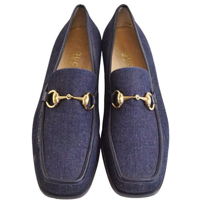 Gucci Vintage Loafers Moccasins Denim Horsebit