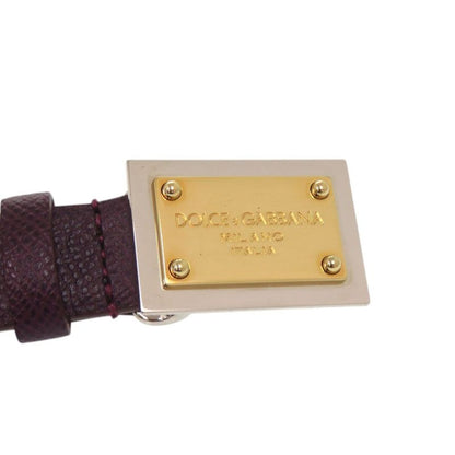 Dolce & Gabbana Logo Plate Buckle Leather Purple Belt
