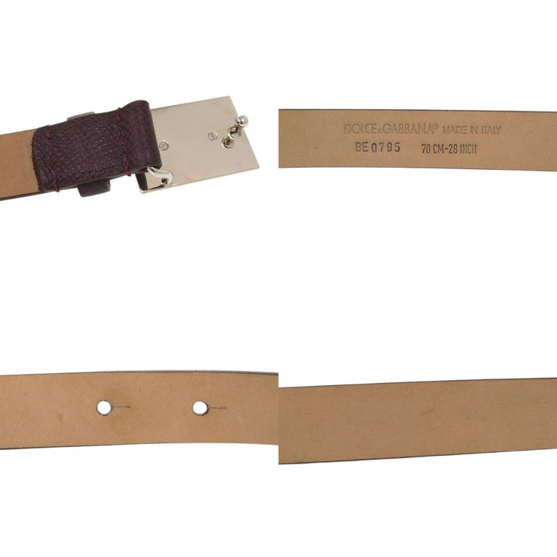 Dolce & Gabbana Logo Plate Buckle Leather Purple Belt