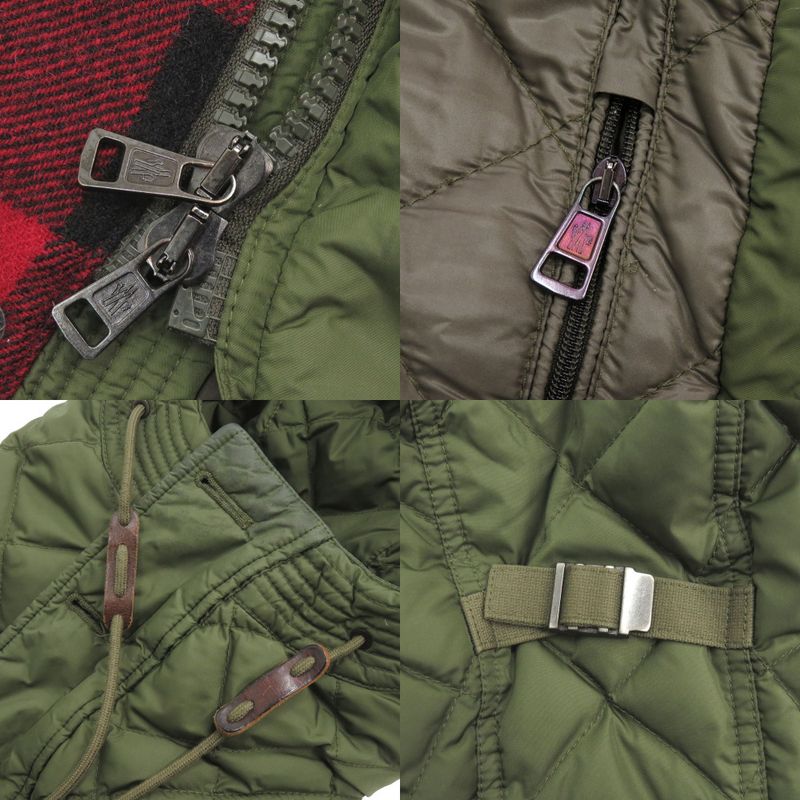 Moncler Altier Giubbotto Plaid 1 Down Feather Khaki Red Jacket