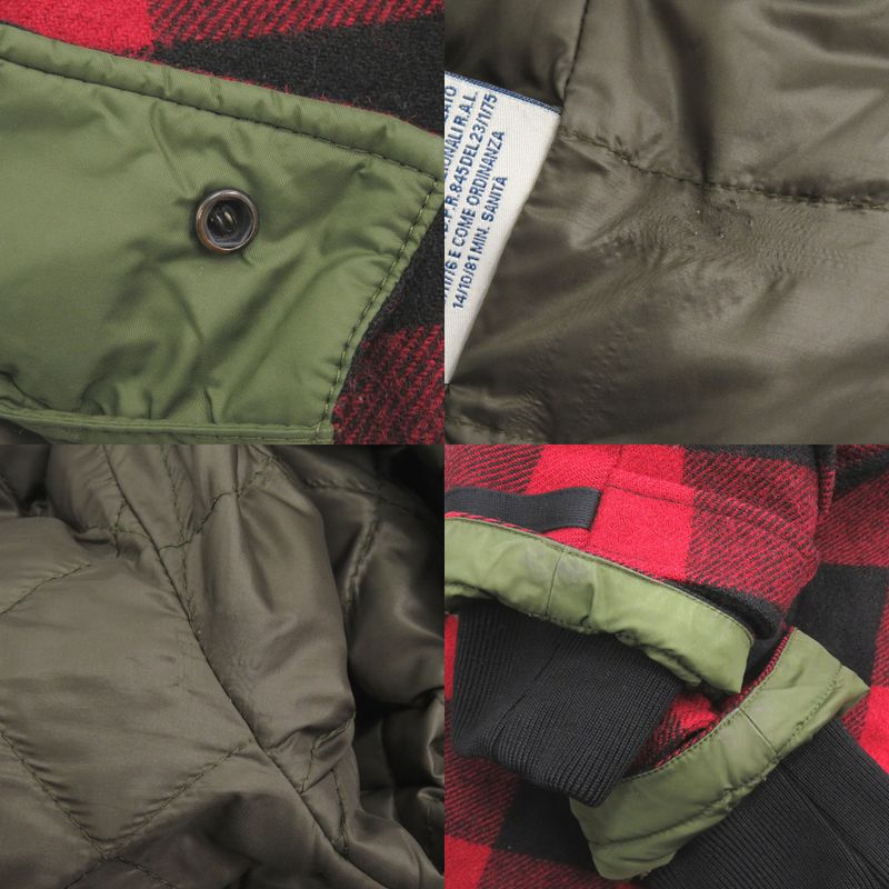 Moncler Altier Giubbotto Plaid 1 Down Feather Khaki Red Jacket