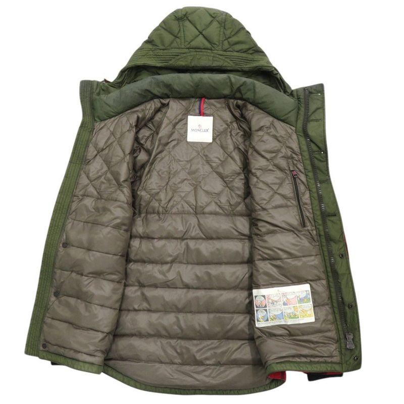 Moncler Altier Giubbotto Plaid 1 Down Feather Khaki Red Jacket