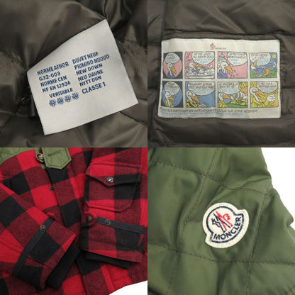 Moncler Altier Giubbotto Plaid 1 Down Feather Khaki Red Jacket
