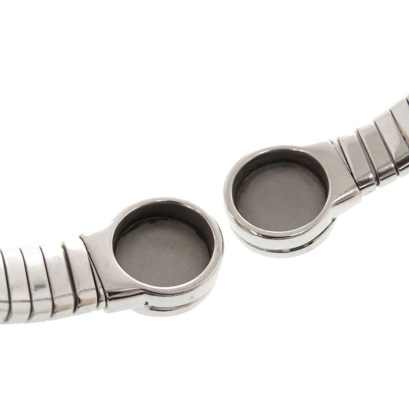 Bvlgari Tubogas M Stainless Steel Onyx Silver Bangle Bracelet