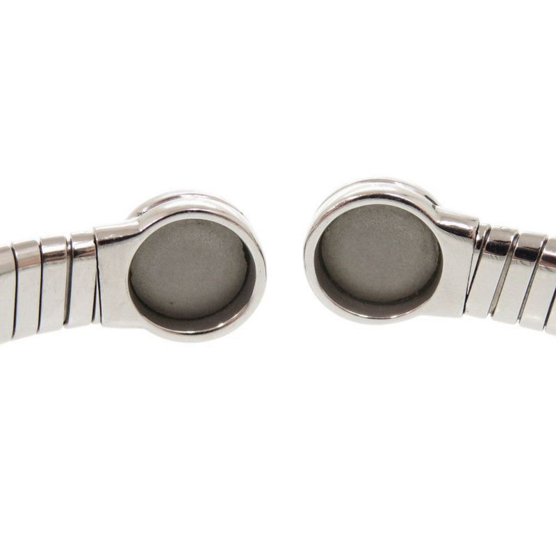 Bvlgari Tubogas M Stainless Steel Onyx Silver Bangle Bracelet