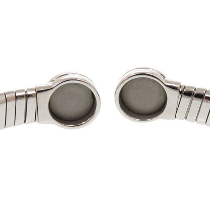 Bvlgari Tubogas M Stainless Steel Onyx Silver Bangle Bracelet