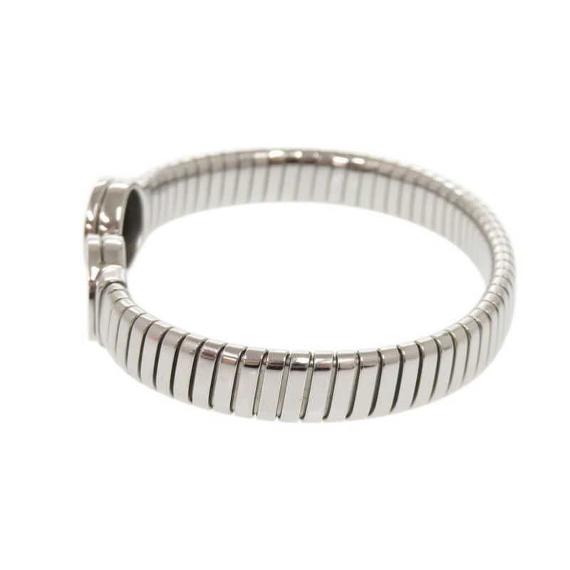 Bvlgari Tubogas M Stainless Steel Onyx Silver Bangle Bracelet