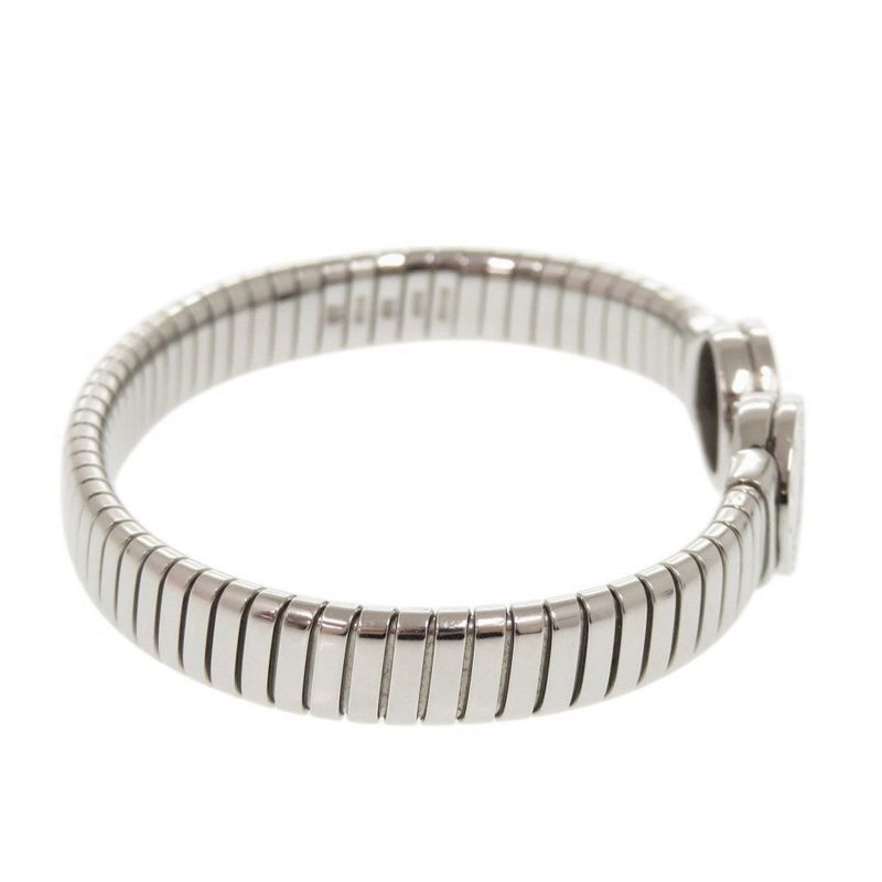 Bvlgari Tubogas M Stainless Steel Onyx Silver Bangle Bracelet