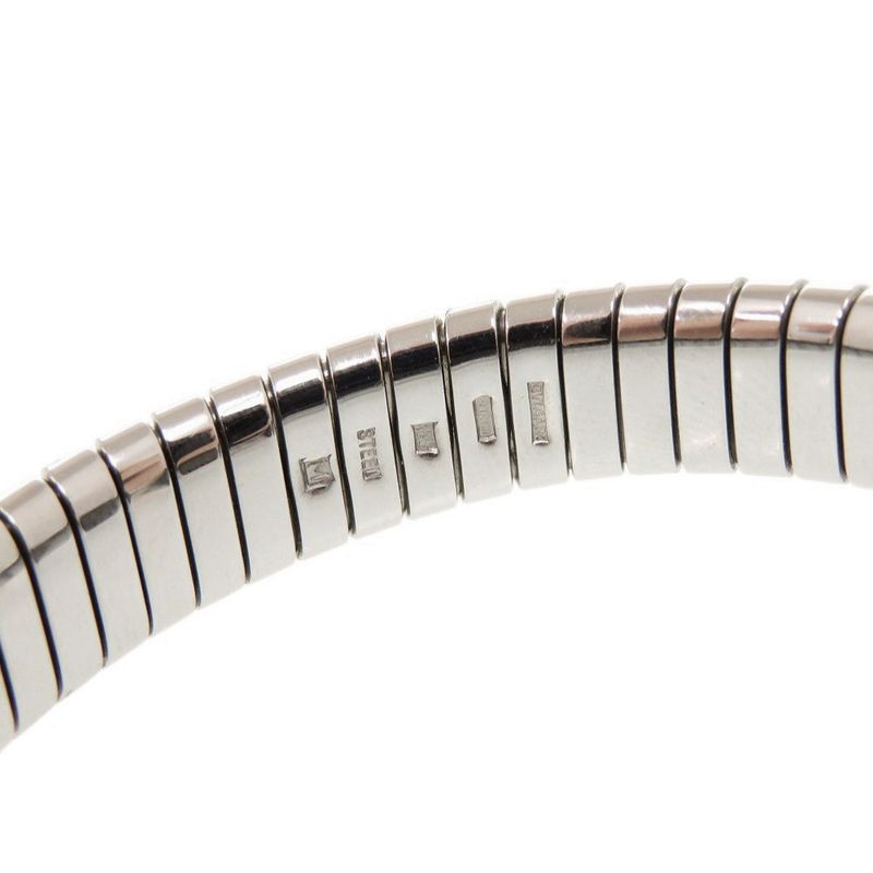 Bvlgari Tubogas M Stainless Steel Onyx Silver Bangle Bracelet