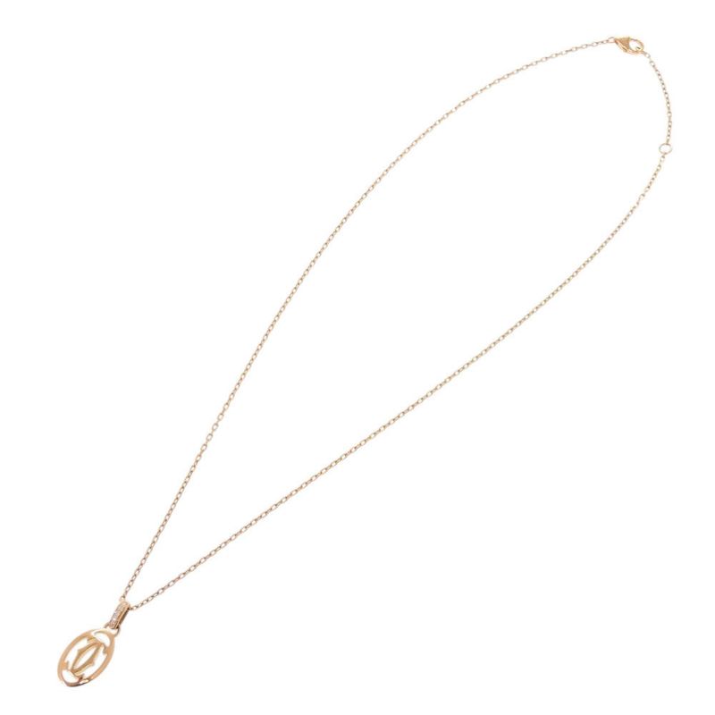 Cartier Logo Double C 18k Pink Gold Diamond Necklace