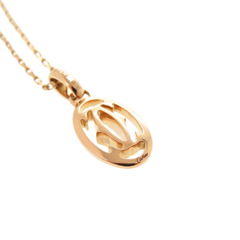 Cartier Logo Double C 18k Pink Gold Diamond Necklace
