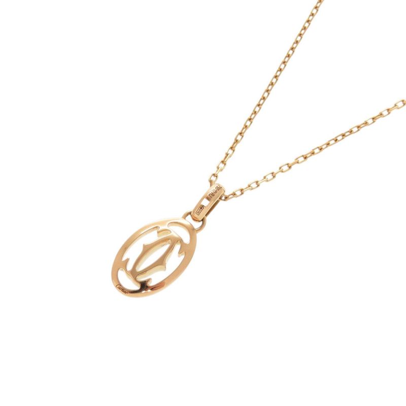 Cartier Logo Double C 18k Pink Gold Diamond Necklace