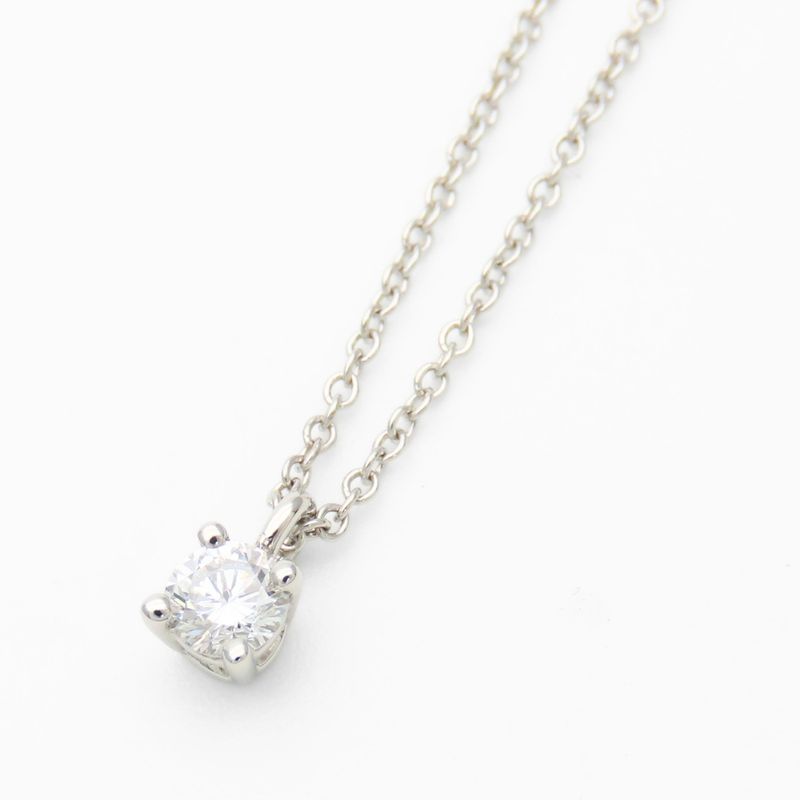 Tiffany & Co Necklace Solitaire Diamond Platinum Simple