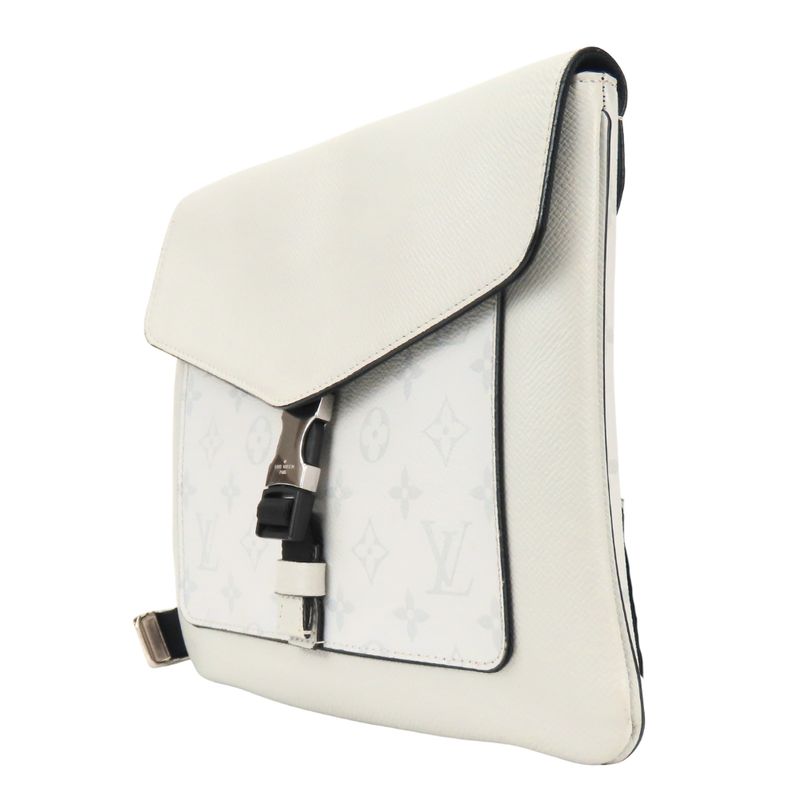 Louis Vuitton Shoulder Bag Flap Messenger Taiga Monogram Antarctica Gray