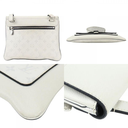 Louis Vuitton Shoulder Bag Flap Messenger Taiga Monogram Antarctica Gray