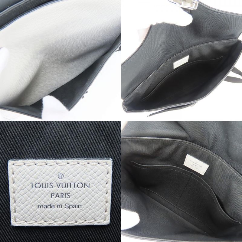 Louis Vuitton Shoulder Bag Flap Messenger Taiga Monogram Antarctica Gray