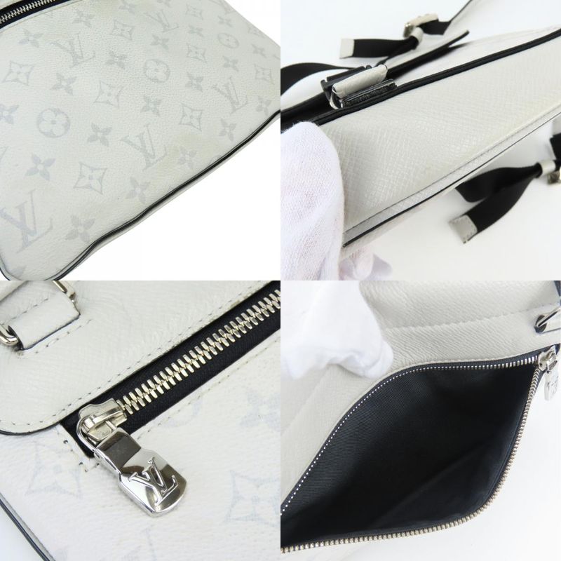 Louis Vuitton Shoulder Bag Flap Messenger Taiga Monogram Antarctica Gray