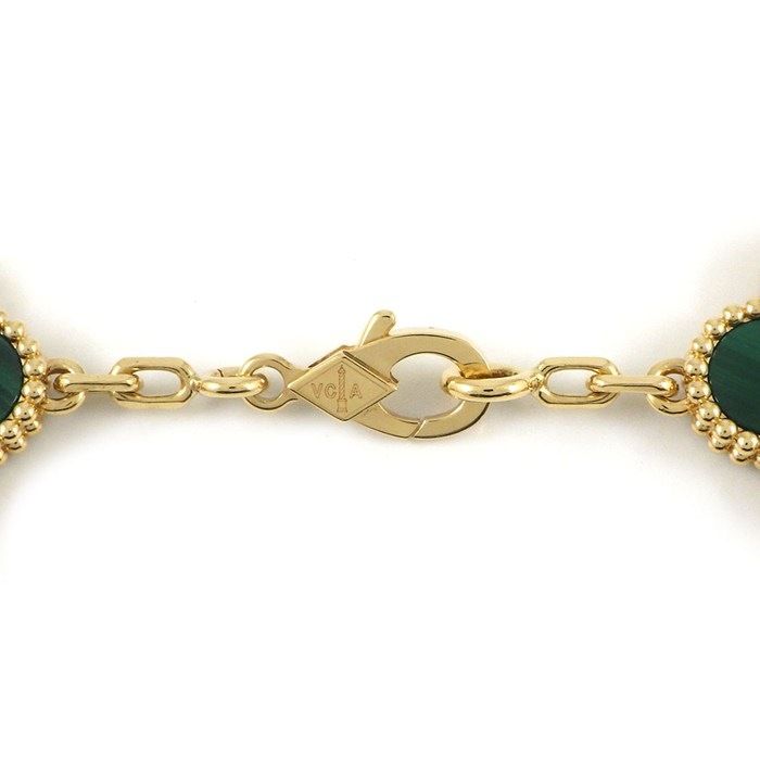 Van Cleef & Arpels Bracelet Vintage Alhambra 5 Motifs Malachite 18k Yellow Gold
