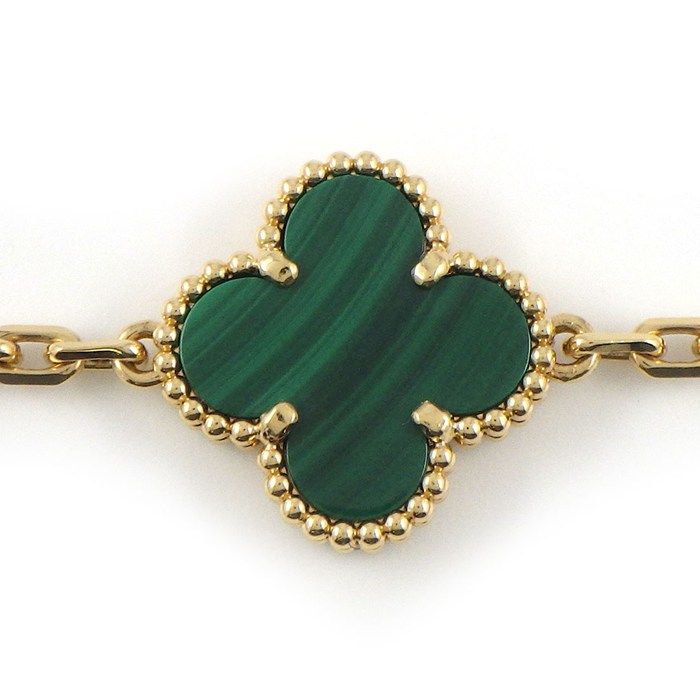 Van Cleef & Arpels Bracelet Vintage Alhambra 5 Motifs Malachite 18k Yellow Gold