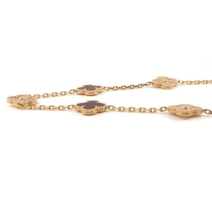 Van Cleef & Arpels Long Necklace Vintage Alhambra 20 Motifs Guilloche Carnelian